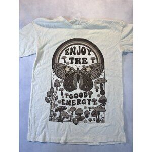 Enjoy the good energy women’s butterfly mushroom graphic tea XXS cream cotton